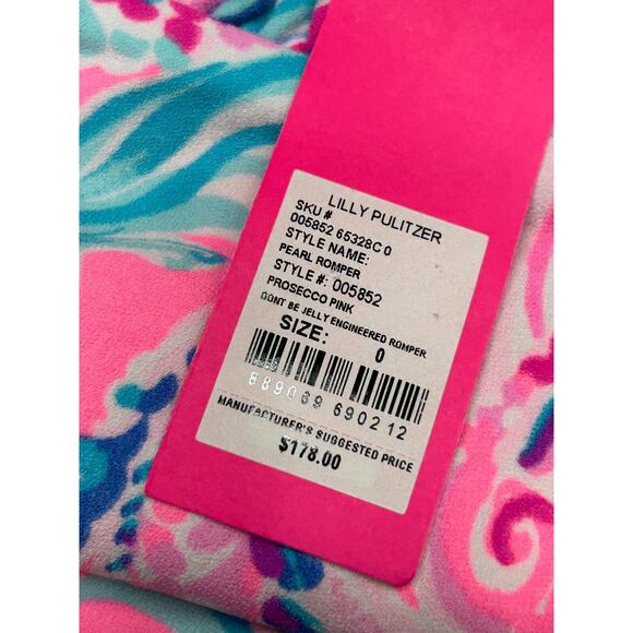 NWT Lilly Pulitzer Dont Be Jelly Pearl Romper Prosecco Pink Preppy Size 0 - Picture 6 of 11